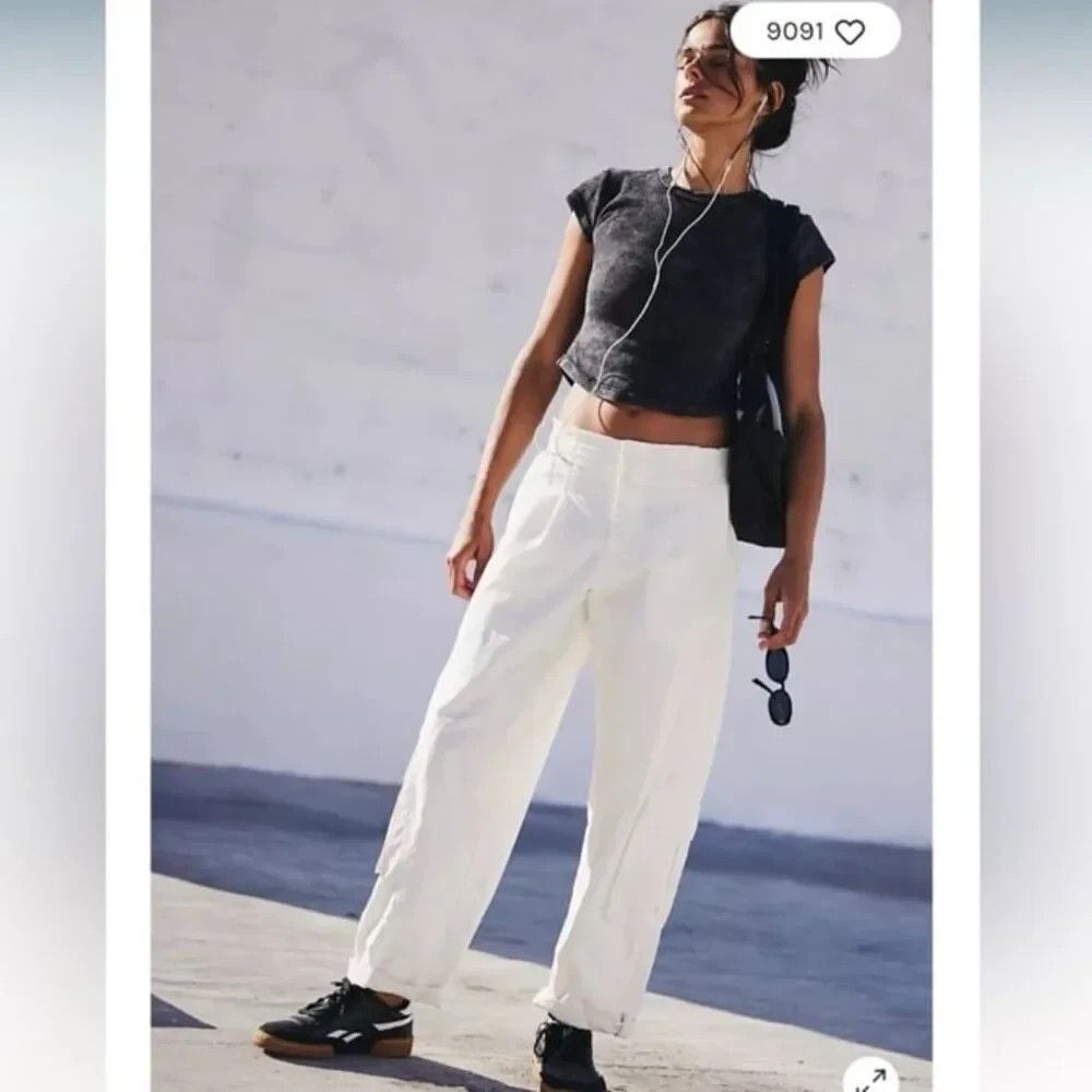 FREE PEOPLE Fp Movement White Mesmerize Me Solid Cargo Pants Size XS